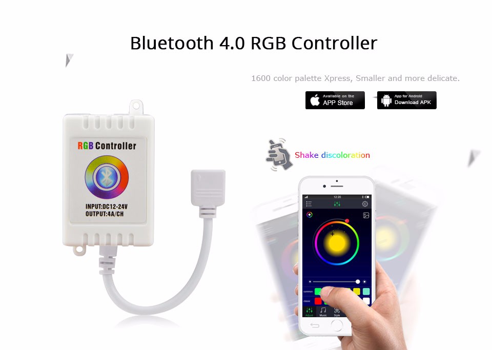 For 5050 3014 RGB LED Strip light DC12 24V Bluetooth LED RGB Controller Music Sound APP Control with IOS 6.0 Android 4.0