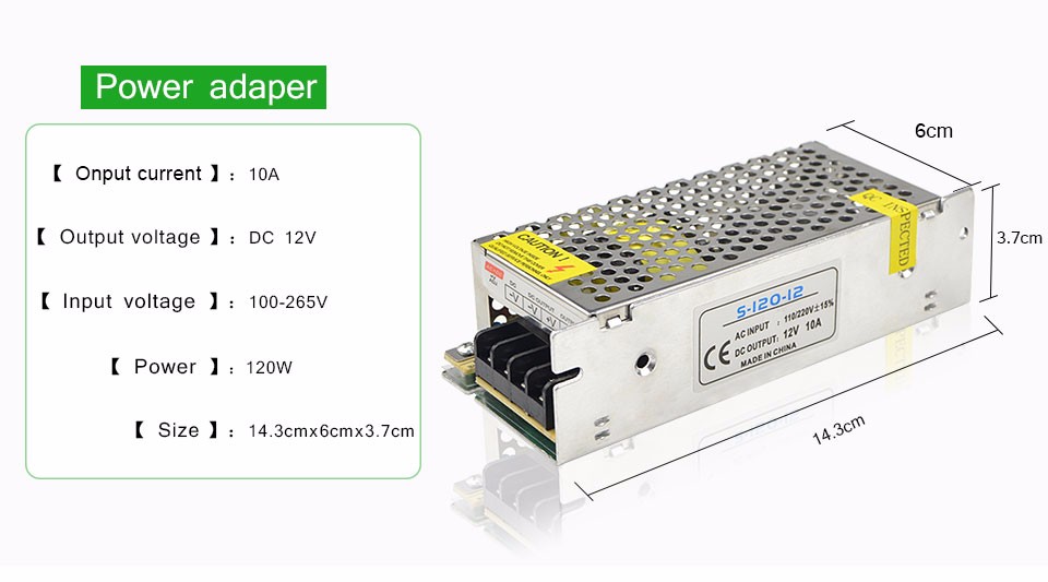 10A Aluminum LED driver 100 265V To 12V lighting Transformer switch Power Supply Adapter for monitor cameras LED light