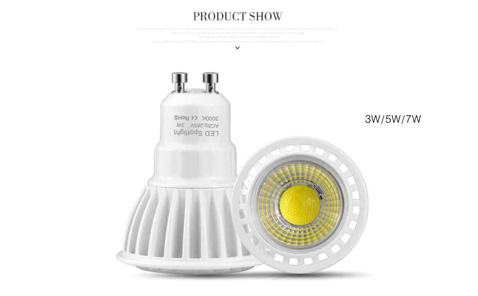 6pcs GU10 3W 5W 7W Dimmable LED spotlight bulb 220V 110V LED lamp light Aluminum GU10 home lighting 85 265V COB Spot light