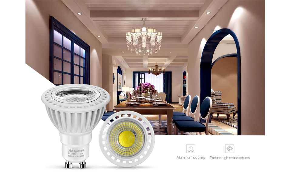 6pcs GU10 3W 5W 7W Dimmable LED spotlight bulb 220V 110V LED lamp light Aluminum GU10 home lighting 85 265V COB Spot light