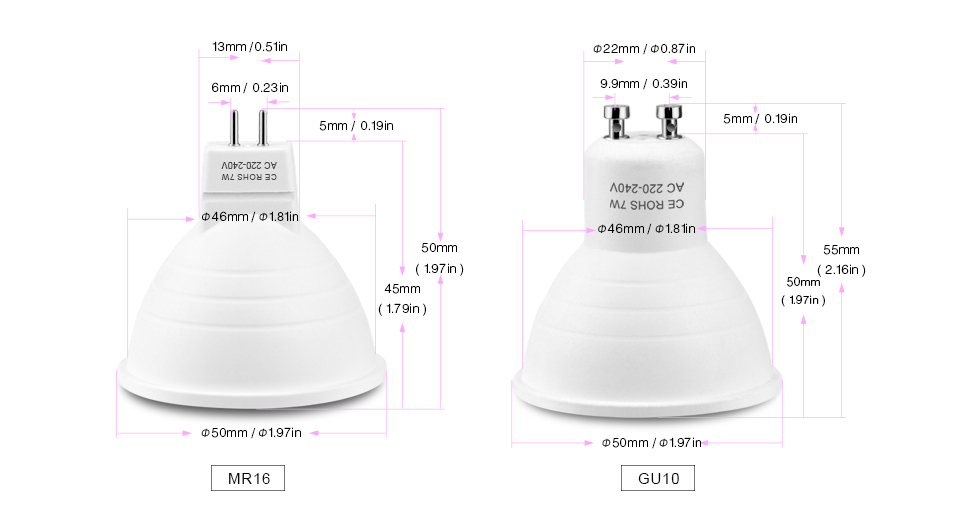10Pcs GU10 MR16 220V LED light 3W 4W 5W 7W LED bulb spotlight LED Lamp Downlight Table Lamp ceiling Bombillas Lamparas