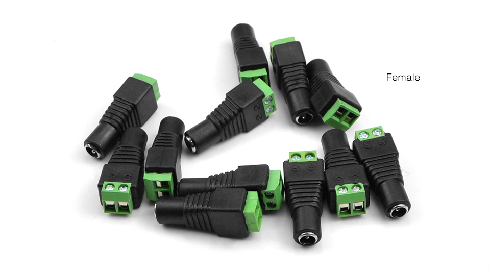 5Pcs Free Welding LED Strip Adapter Connector Male Female LED Strip Light DC Connector 2.1 x 5.5mm Power Adapter Connector Plug