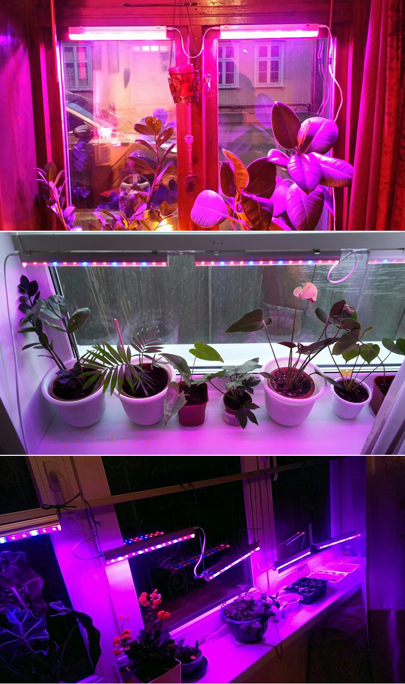 5730 SMD LED bulb 85 265V LED Grow light 25W lamp 220V 110V EU plug switch LED tube bar light for Plant Growing Hydroponics