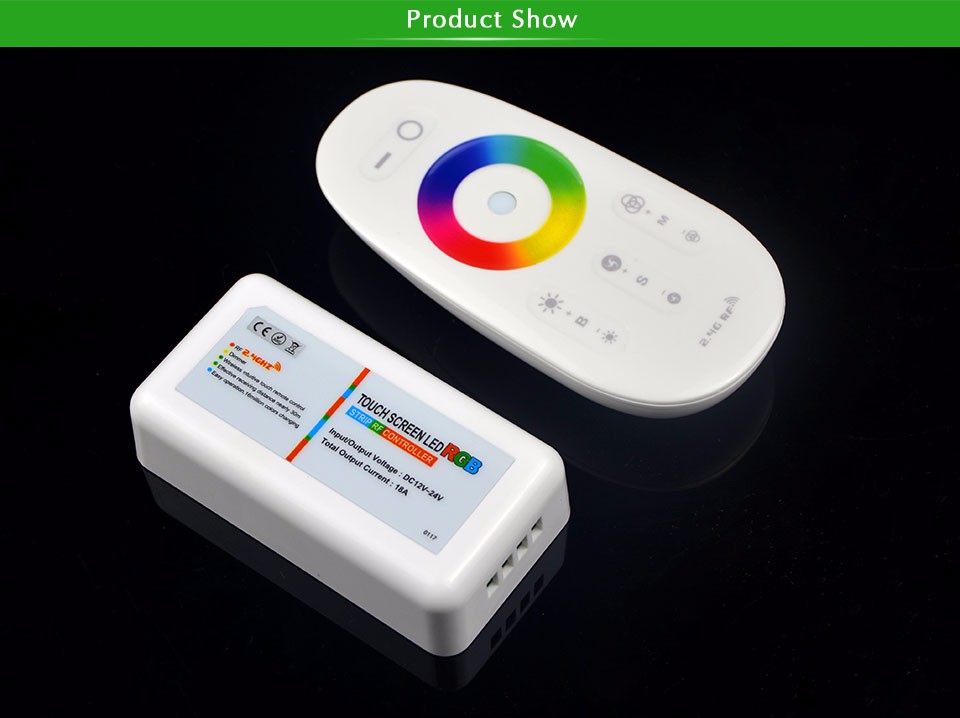 DC 12V 24V 18A LED RGB controller 2.4G touch screen RF remote control for RGB led strip light