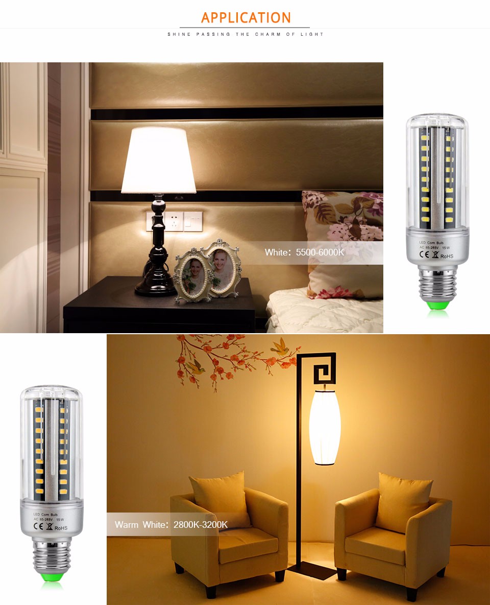 No Strobe LED bulb E27 E14 5W 7W 9W 12W 15W 18W 20W LED Corn light lamp 85 265V 5736SMD LED Spotlight Bulb