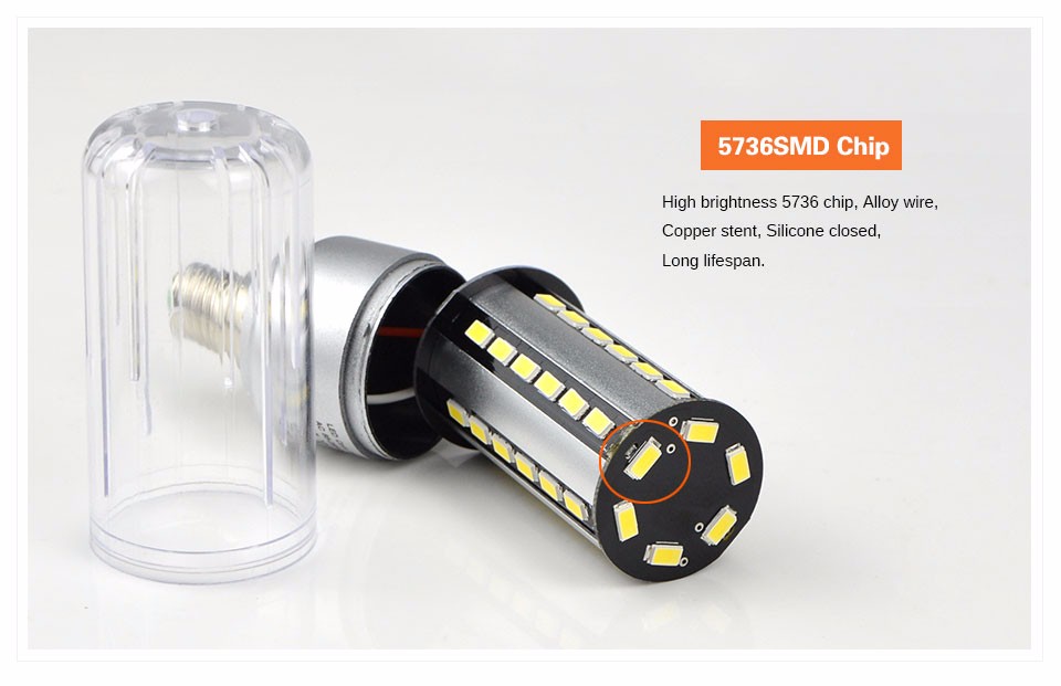 No Strobe LED bulb E27 E14 5W 7W 9W 12W 15W 18W 20W LED Corn light lamp 85 265V 5736SMD LED Spotlight Bulb