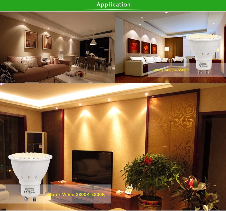 High lumen GU10 LED Spotlight Bulb 220V 550 600LM 2835 SMD 60 LEDs lamp Heat resistant Plastic Glass Body For Indoor lighting