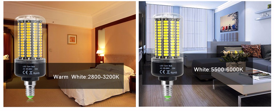 No Strobe 110V 220V spot light LED Corn Bulb lamp spotlight SMD 5736 E27 E14 3W 5W 7W 9W 12W 15W For Indoor lighting