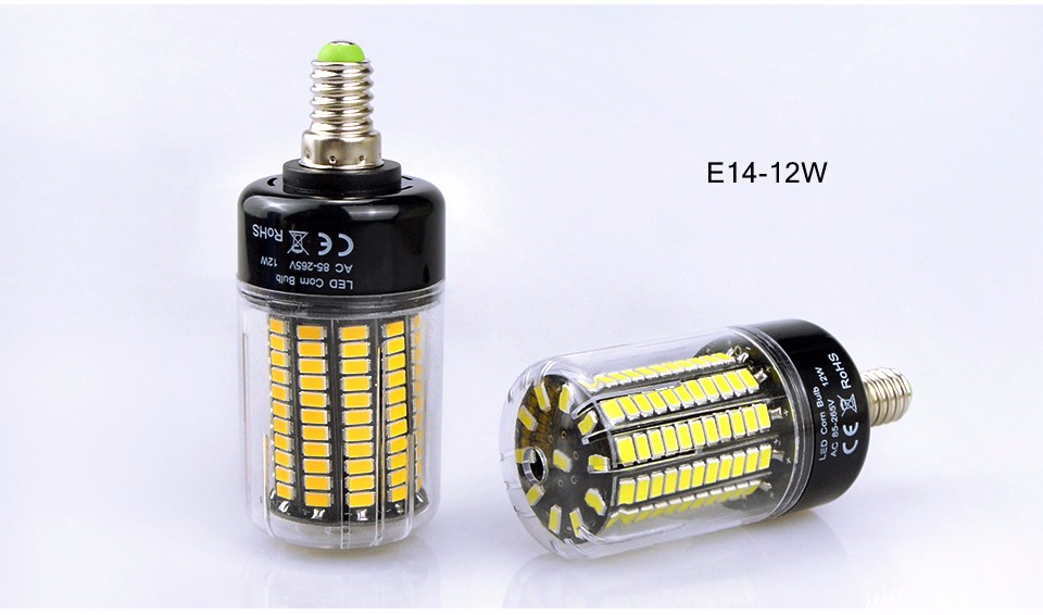 No strobe 12W E27 E14 85 265V 110V 220V LED bulb SMD 5736 LED Corn light lamp lamparas Ampoule Aluminum cooling