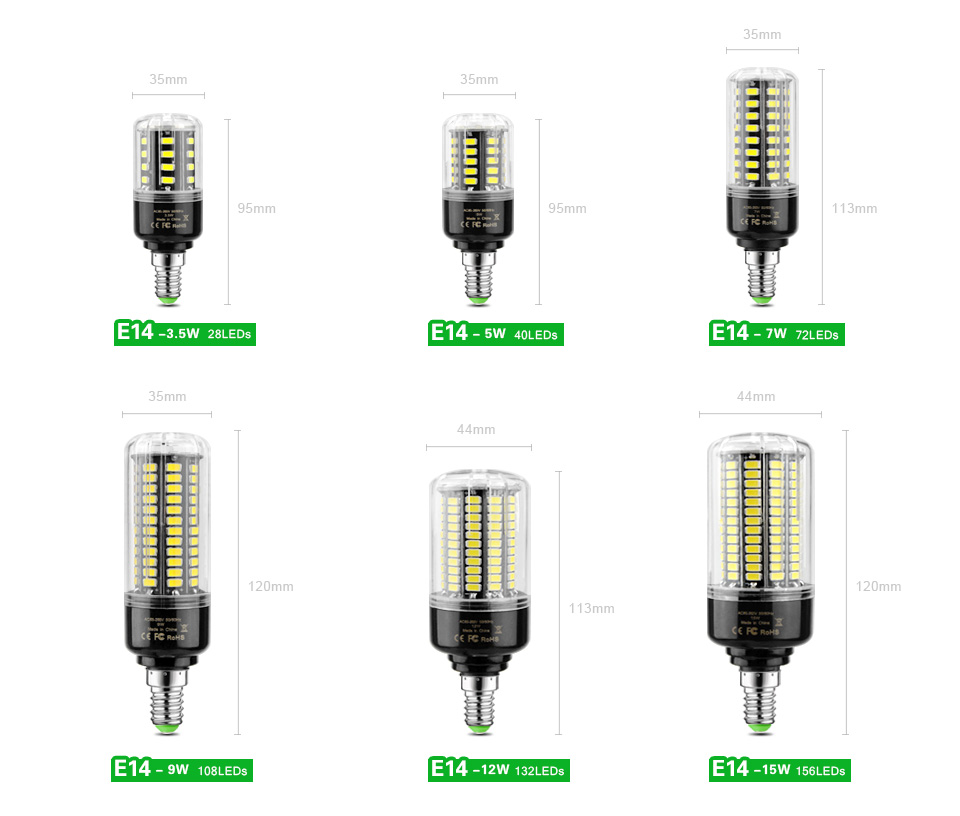 220V 110V LED Bulb LED lamp LED Light E27 E14 lamparas 3W 5W 7W 8W 12W 15W 85 265V SMD 5736 Ampoule Candle Luz Spotlight