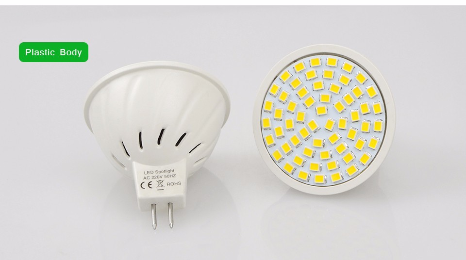 MR16 GU5.3 LED lamp AC220V 2835 SMD 60LEDs Heat resistant Fireproof LED Spotlight Bulb light 450 500LM A Engergy Class
