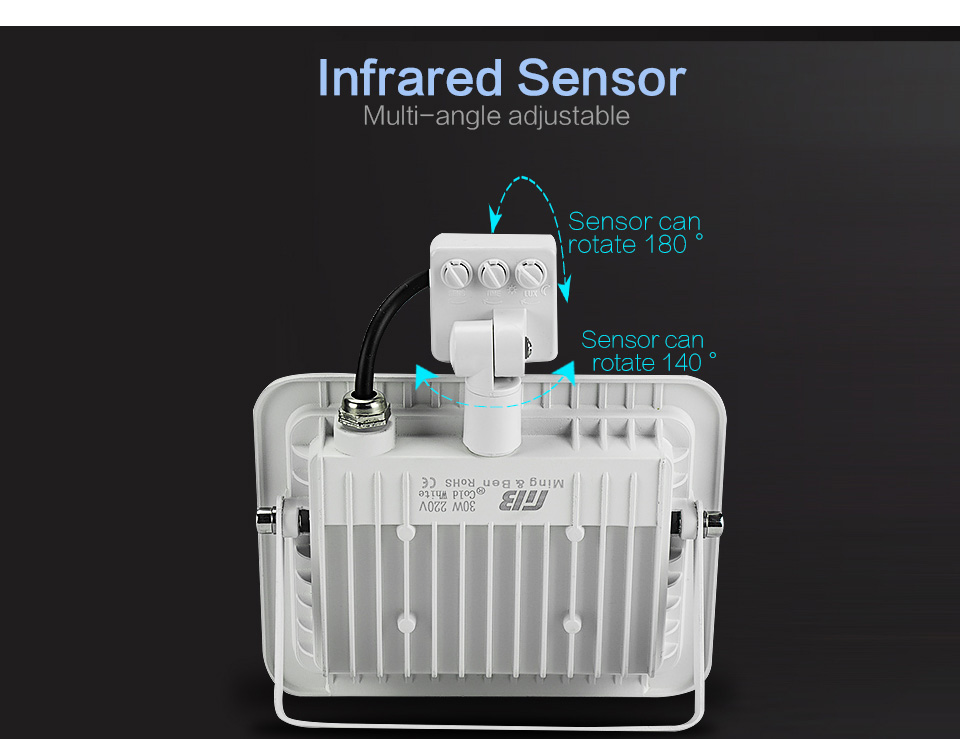 LED Floodlight PIR Motion Sensor 220V 10W 20W 30W 50W 100W Cold Warm White Reflector Waterproof IP66 Outdoor Induction Lighting