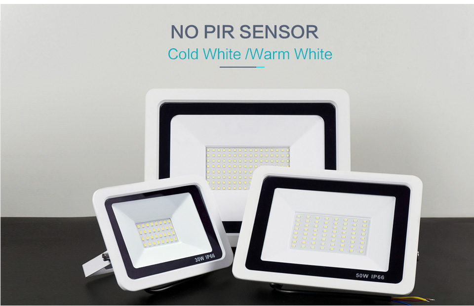 LED Floodlight PIR Motion Sensor 220V 10W 20W 30W 50W 100W Cold Warm White Reflector Waterproof IP66 Outdoor Induction Lighting