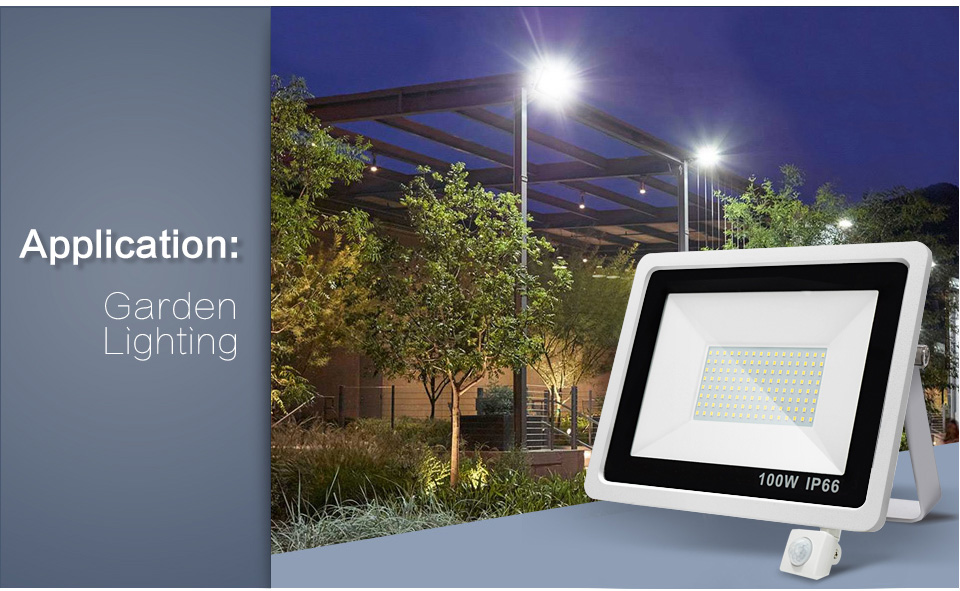 LED Floodlight PIR Motion Sensor 220V 10W 20W 30W 50W 100W Cold Warm White Reflector Waterproof IP66 Outdoor Induction Lighting