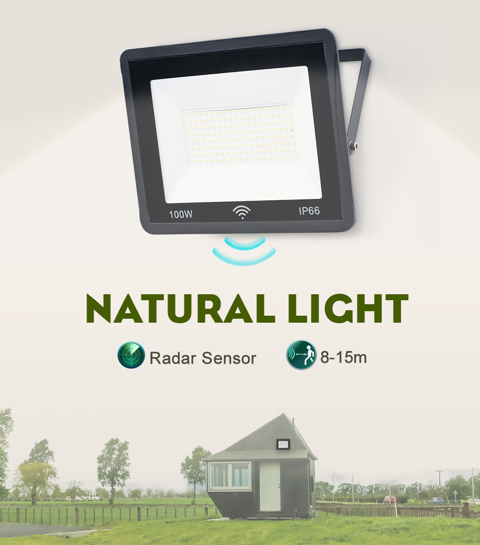 Flood light led projector 100W 50W Natural Street lamp with sensor 220V Auto Delay foco led exterior outdoor lighting Wall lamp