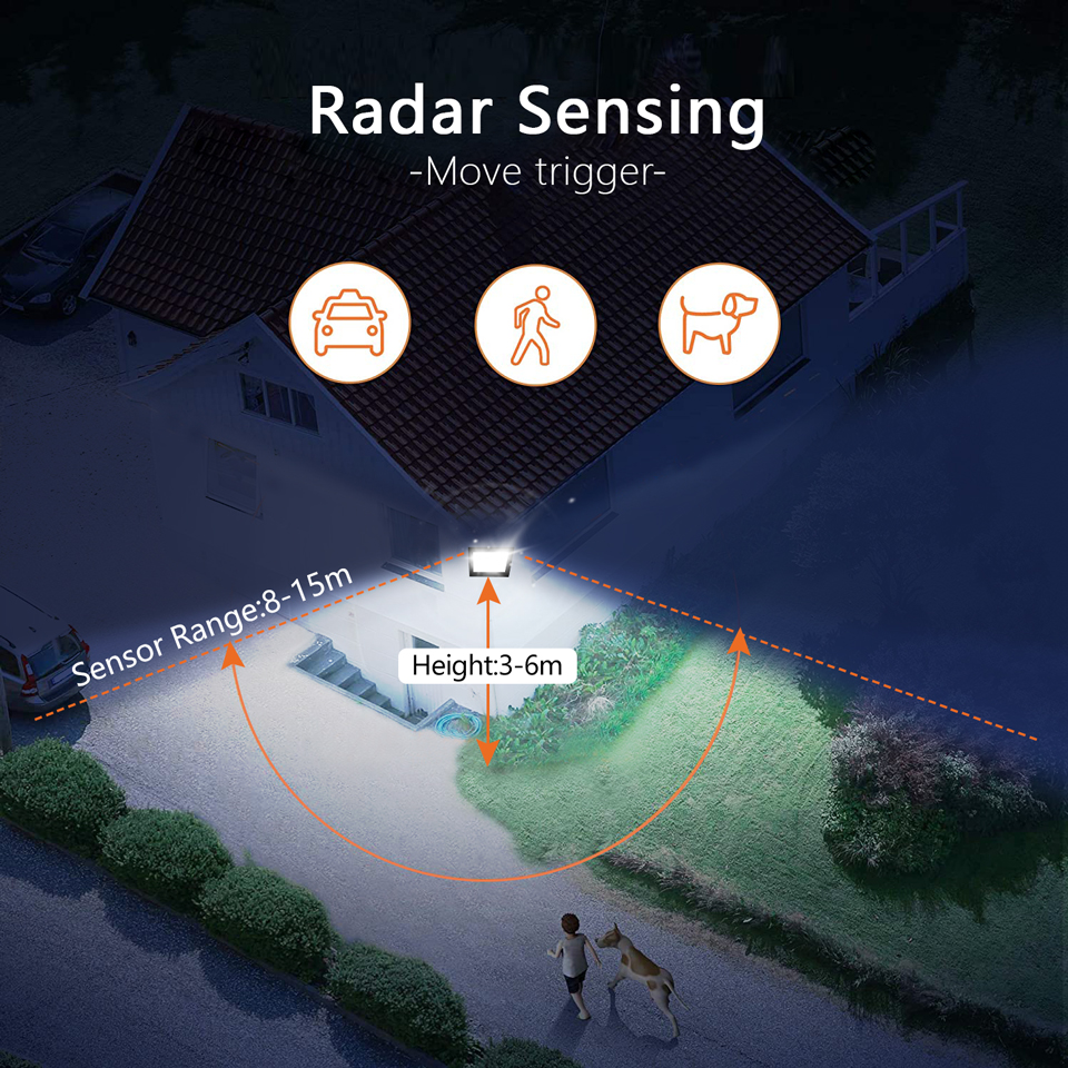 Flood light led projector 100W 50W Natural Street lamp with sensor 220V Auto Delay foco led exterior outdoor lighting Wall lamp