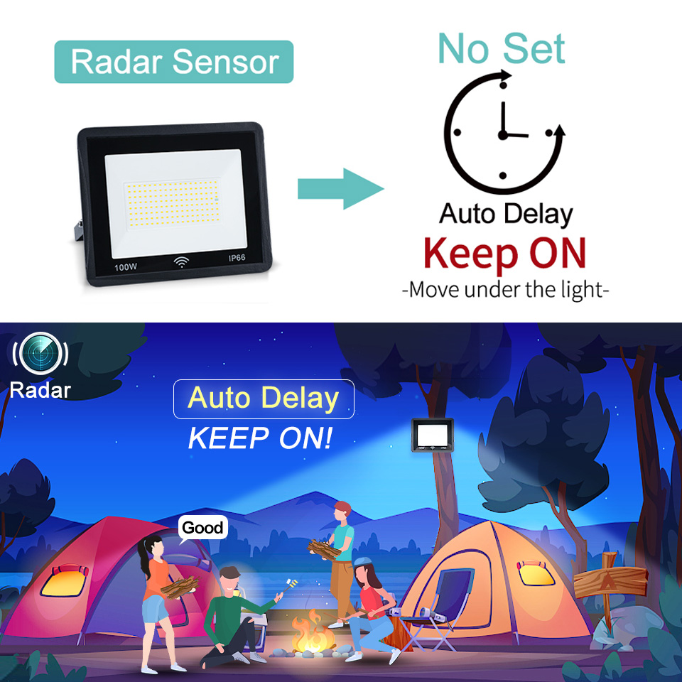 Flood light led projector 100W 50W Natural Street lamp with sensor 220V Auto Delay foco led exterior outdoor lighting Wall lamp