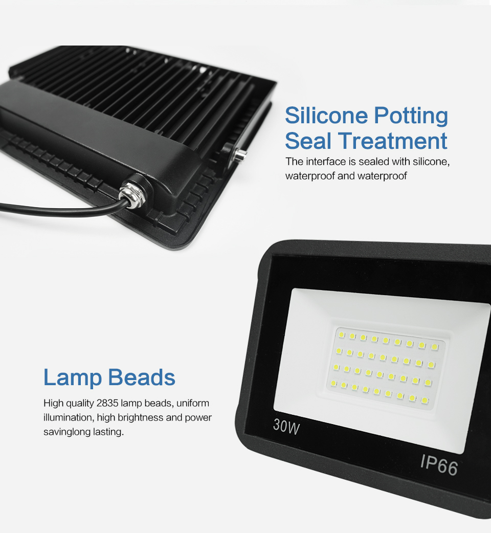 Black White LED Floodlight PIR Motion Sensor 220V 10W 20W 30W 50W 100W Outdoor Lamp Waterproof IP66 Spotlight Courtyard Footpath