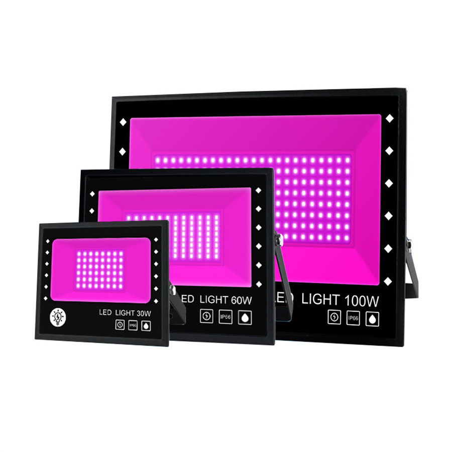 UV LED Floodlight 30W 60W 100W Ultra Violet LED Black Light with on/off switch Waterproof Neon Glow DJ Disco Party Stage Light