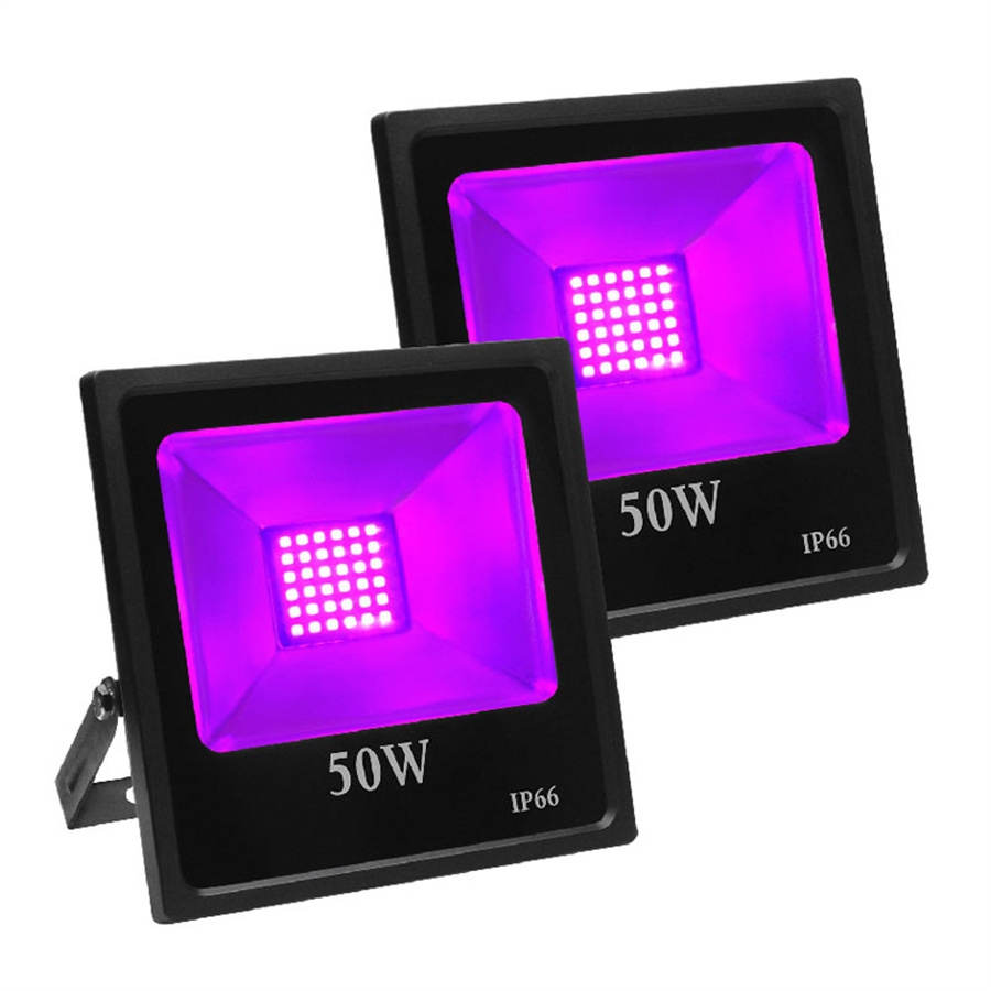 LED UV Black Light 50W 100W LED Blacklight with Plug IP66 Ultraviolet Floodlight Stage Light for Halloween Party DJ Disco Decor