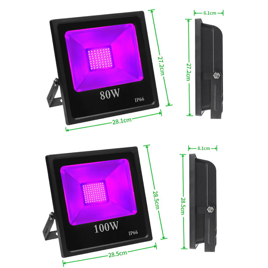 LED UV Black Light 50W 100W LED Blacklight with Plug IP66 Ultraviolet Floodlight Stage Light for Halloween Party DJ Disco Decor