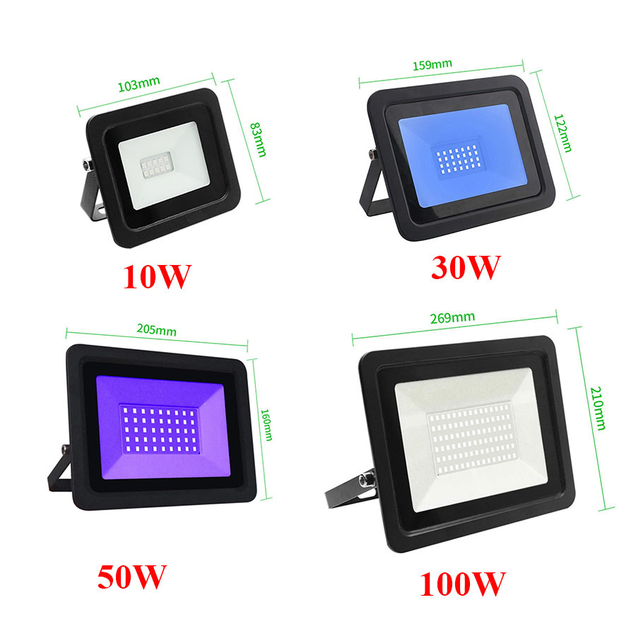 50W 100W LED Black Light Blacklight Purple Flood Light with Plug IP66 Waterproof Black Flood Light Neon Glow for Glow Party