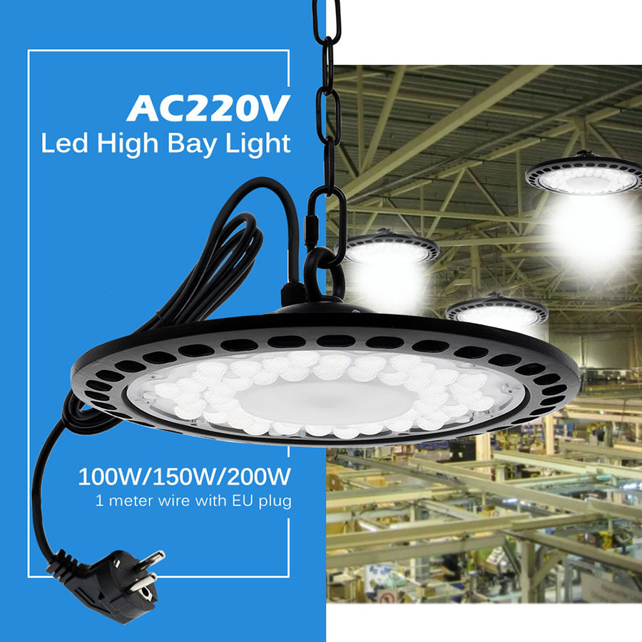 200W UFO LED High Bay Light IP54 Waterproof Warehouse LED Lights High Bay Lighting for Garage Factory Basement Parking Decor