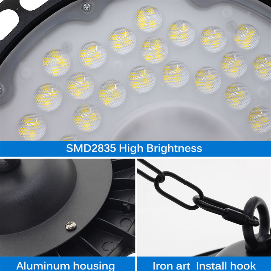200W UFO LED High Bay Light IP54 Waterproof Warehouse LED Lights High Bay Lighting for Garage Factory Basement Parking Decor