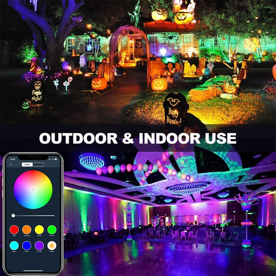 60W RGB Led Flood Light Bluetooth-Compatible App Control RGBW LED Flood Light IP66 Waterproof Outdoor Landscape Security Lights
