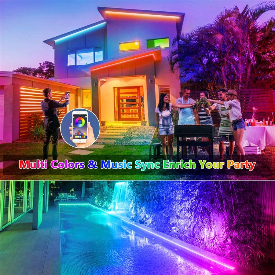 60W RGB Led Flood Light Bluetooth-Compatible App Control RGBW LED Flood Light IP66 Waterproof Outdoor Landscape Security Lights
