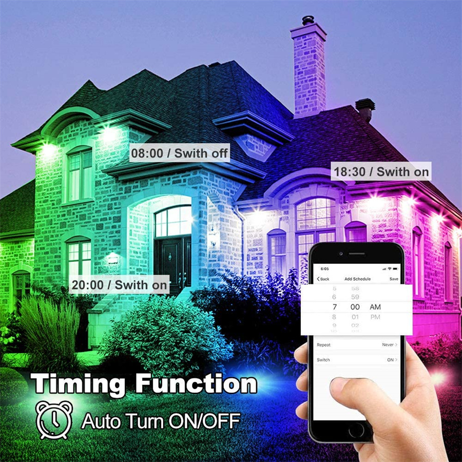 60W RGB Led Flood Light Bluetooth-Compatible App Control RGBW LED Flood Light IP66 Waterproof Outdoor Landscape Security Lights