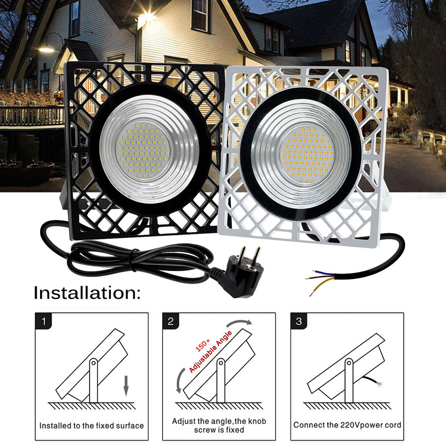 50W Led Flood Lights Outdoor Bright Security Lights IP66 Waterproof LED Spotlight Exterior Floodlight for Yard Backyard