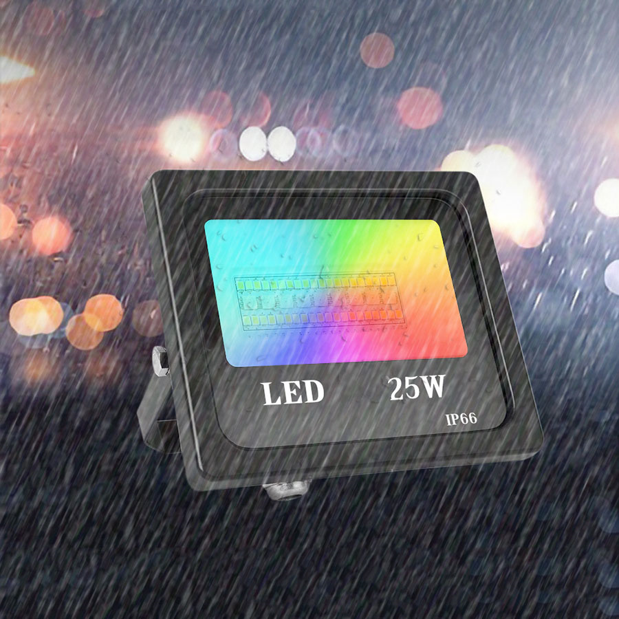 24W Smart RGBCW Flood Lights Outdoor Dimmable APP Bluetooth Control LED Floodlights IP66 Waterproof for Garden Landscape Party