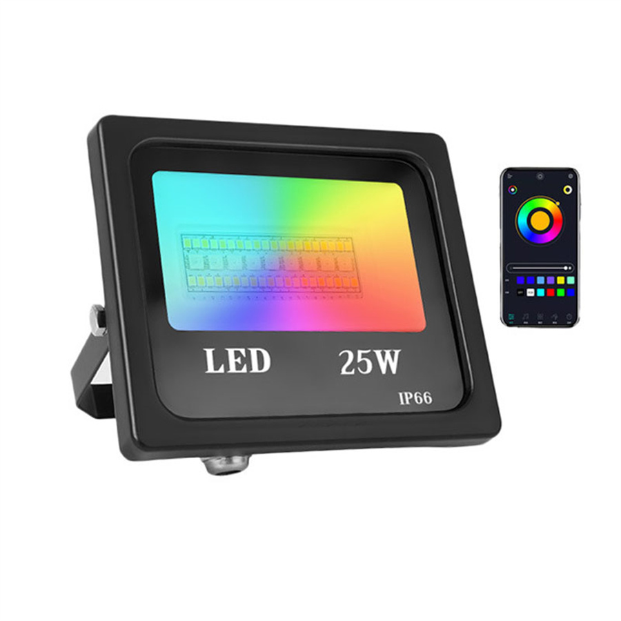 24W Smart RGBCW Flood Lights Outdoor Dimmable APP Bluetooth Control LED Floodlights IP66 Waterproof for Garden Landscape Party
