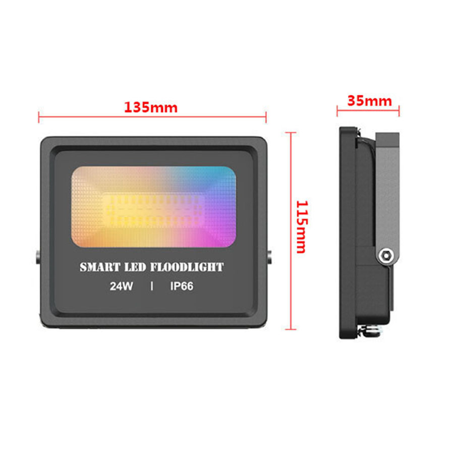24W Smart RGBCW Flood Lights Outdoor Dimmable APP Bluetooth Control LED Floodlights IP66 Waterproof for Garden Landscape Party