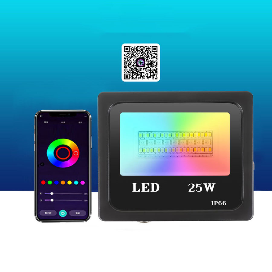 24W Smart RGBCW Flood Lights Outdoor Dimmable APP Bluetooth Control LED Floodlights IP66 Waterproof for Garden Landscape Party