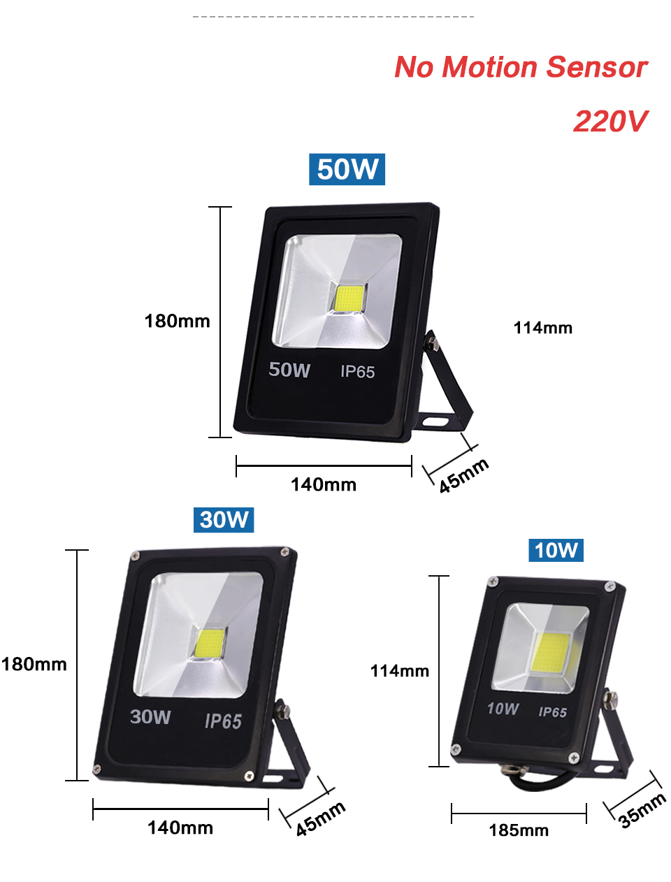 AC220V 240V Ourdoor LED Floodlight Motion Sensor LED Spotlight 100W 50W 30W 10W Waterproof IP65 Reflector Ourdoor Lighting