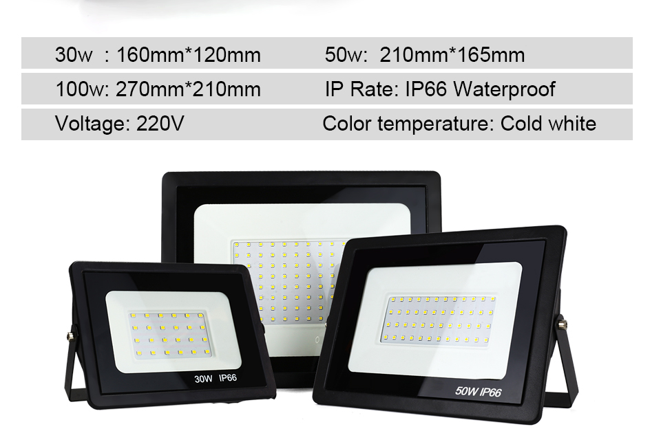 Flood light led AC 220V 240V Waterproof IP66 Outdoor led light 30W 50W 100W 150W 200W LED Spotlight Street Lamp Projector