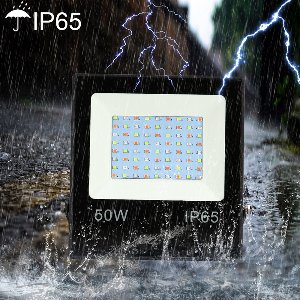 RGB LED Flood Light IP65 Waterproof 220V 10W 30W 50W Outdoor Garden Projector Landscape Lighting Spotlight Wall Floodlights