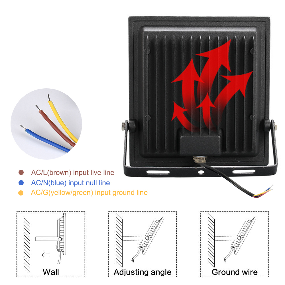 RGB LED Flood Light IP65 Waterproof 220V 10W 30W 50W Outdoor Garden Projector Landscape Lighting Spotlight Wall Floodlights