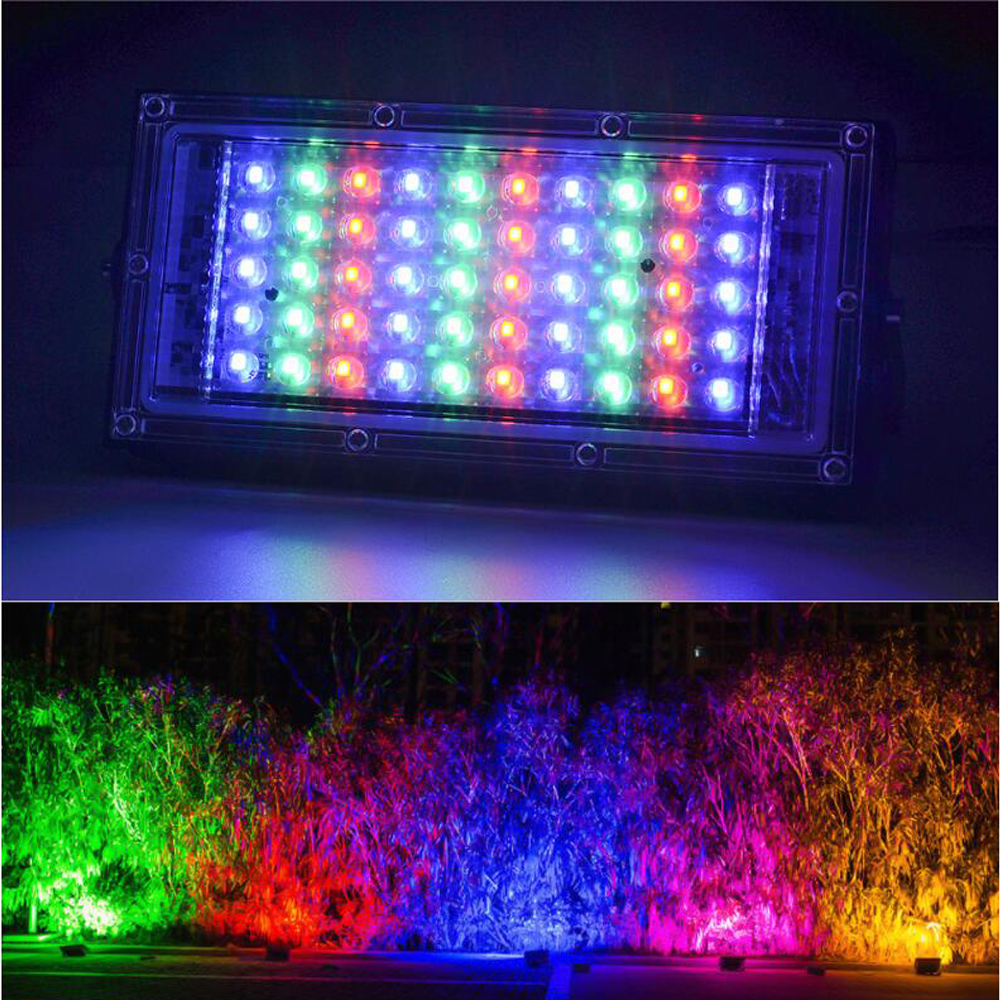 LED Spotlight 220V 50W RGB LED Floodlight with Remote Control IP66 Waterproof Led Reflector Lamp Garden Projecteur Led Exterieur