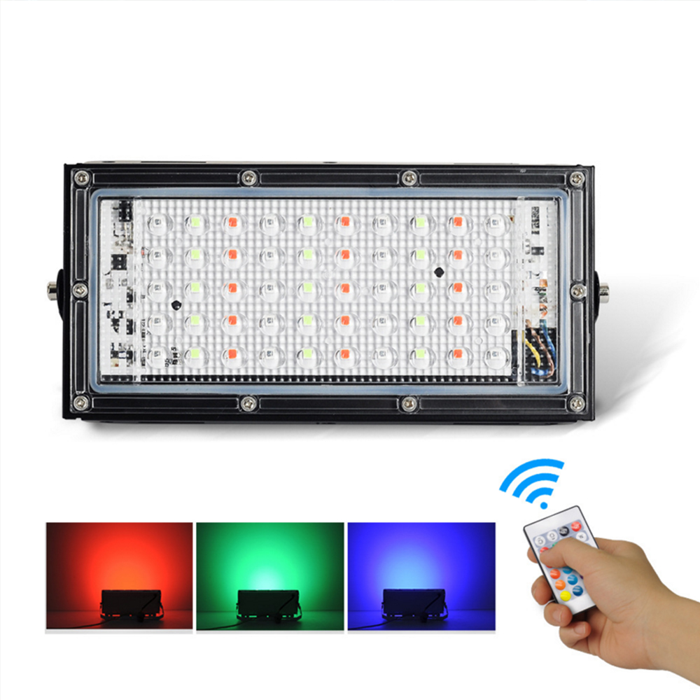LED Spotlight 220V 50W RGB LED Floodlight with Remote Control IP66 Waterproof Led Reflector Lamp Garden Projecteur Led Exterieur