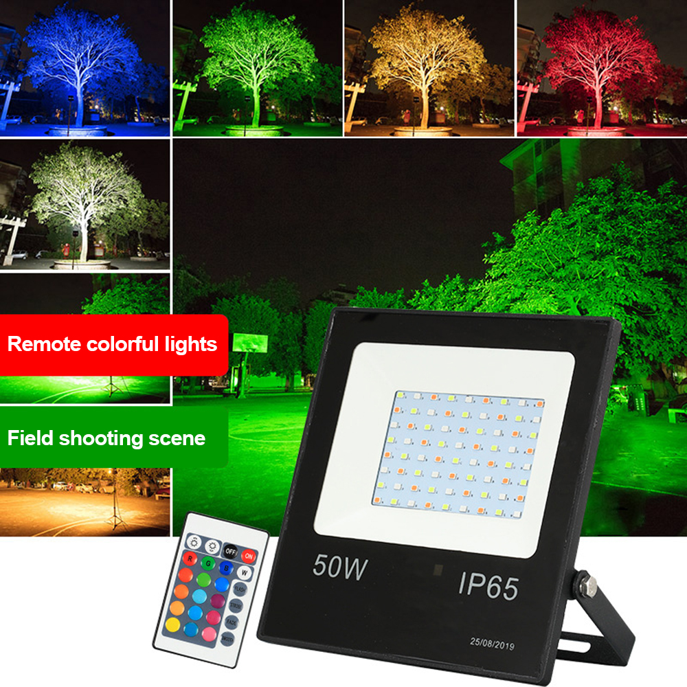 RGB LED Floodlight 10W 30W 50W Foco LED Spotlight IP66 Waterproof Outdoor Refletor Led Flood Light with Remote Controller 220V