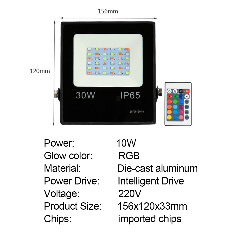 RGB LED Floodlight 10W 30W 50W Foco LED Spotlight IP66 Waterproof Outdoor Refletor Led Flood Light with Remote Controller 220V