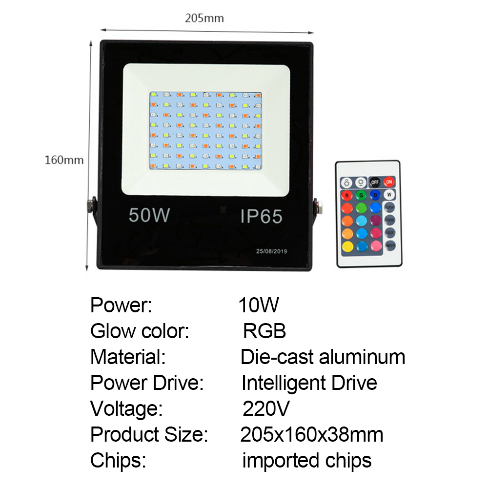 RGB LED Floodlight 10W 30W 50W Foco LED Spotlight IP66 Waterproof Outdoor Refletor Led Flood Light with Remote Controller 220V