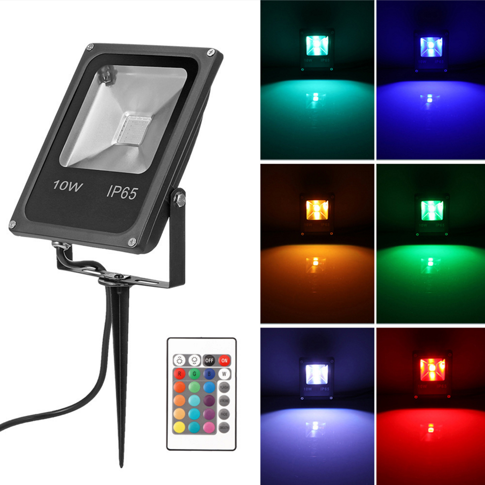 Led Spotlight Outdoor Waterproof RGB Flood Light 10W 20W AC 85-245V Reflector Projector Lamp With RGB Remote Controller EU/UK/US