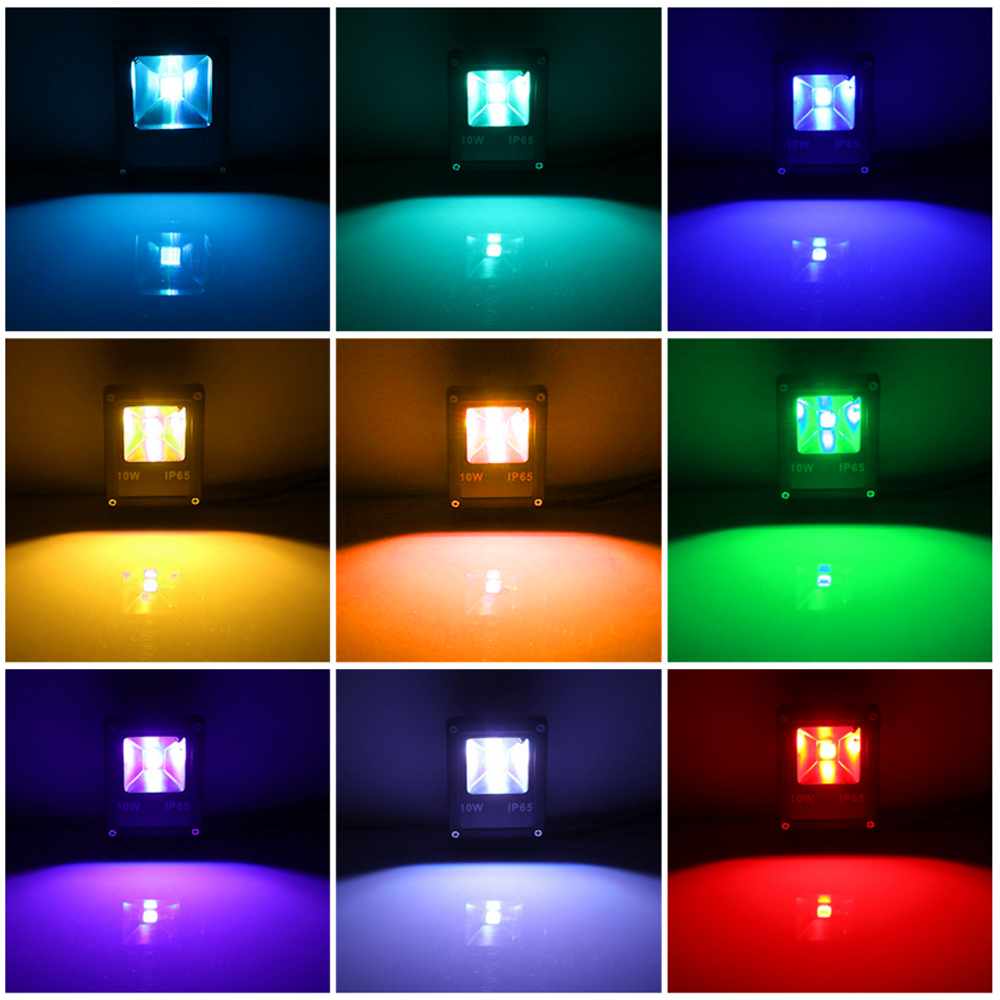 Led Spotlight Outdoor Waterproof RGB Flood Light 10W 20W AC 85-245V Reflector Projector Lamp With RGB Remote Controller EU/UK/US