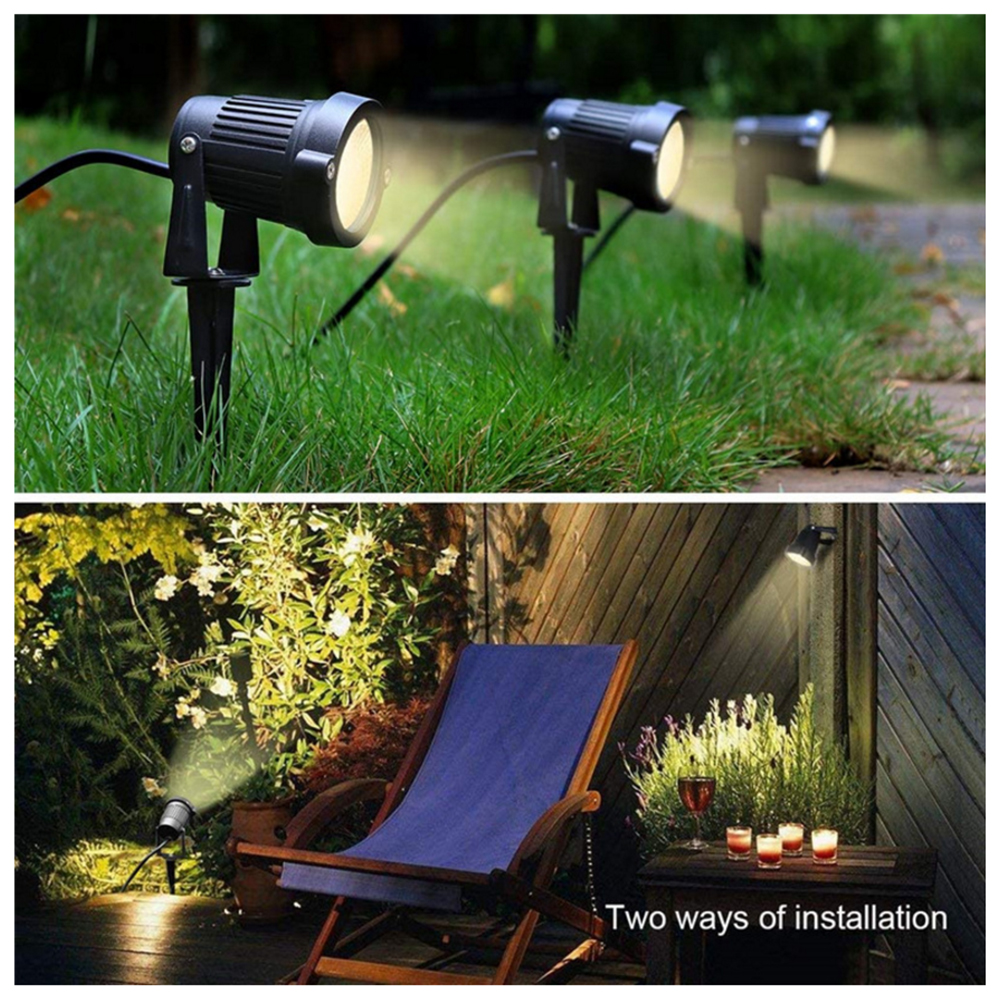 Outdoor Lighting AC 110V 220V Waterproof IP65 RGB LED Spotlight With Remote Control Garden Pathway COB Landscape Spike Lights
