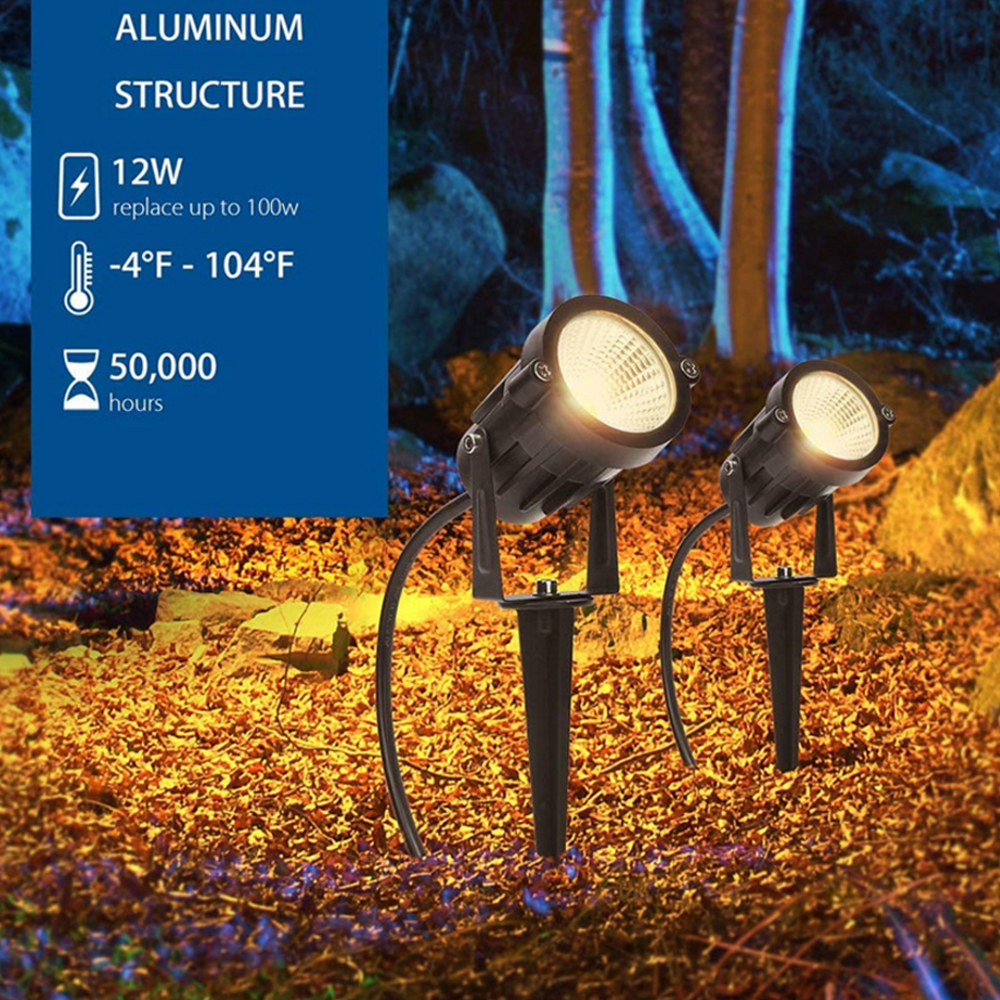 Outdoor Lighting AC 110V 220V Waterproof IP65 RGB LED Spotlight With Remote Control Garden Pathway COB Landscape Spike Lights