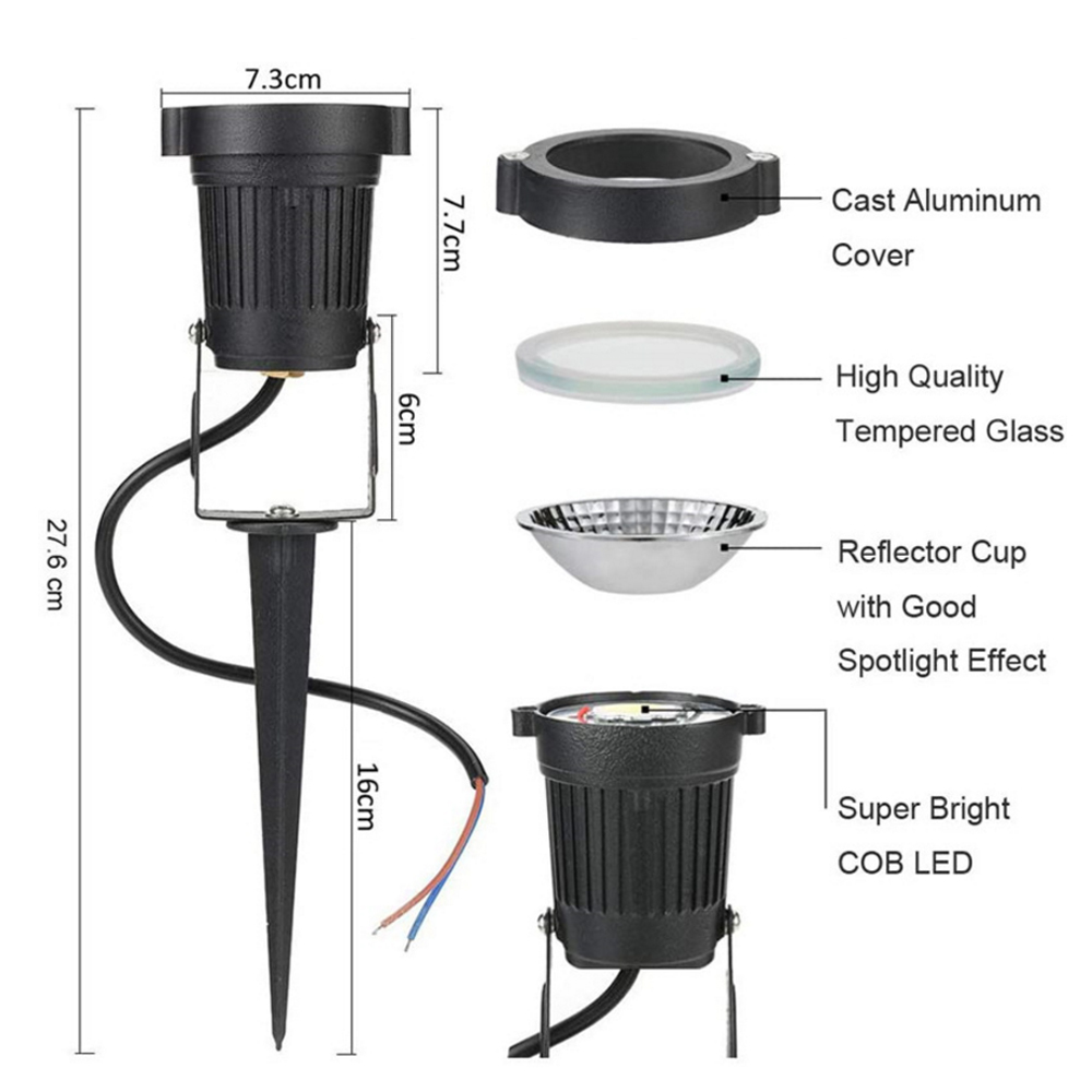 Outdoor Lighting AC 110V 220V Waterproof IP65 RGB LED Spotlight With Remote Control Garden Pathway COB Landscape Spike Lights
